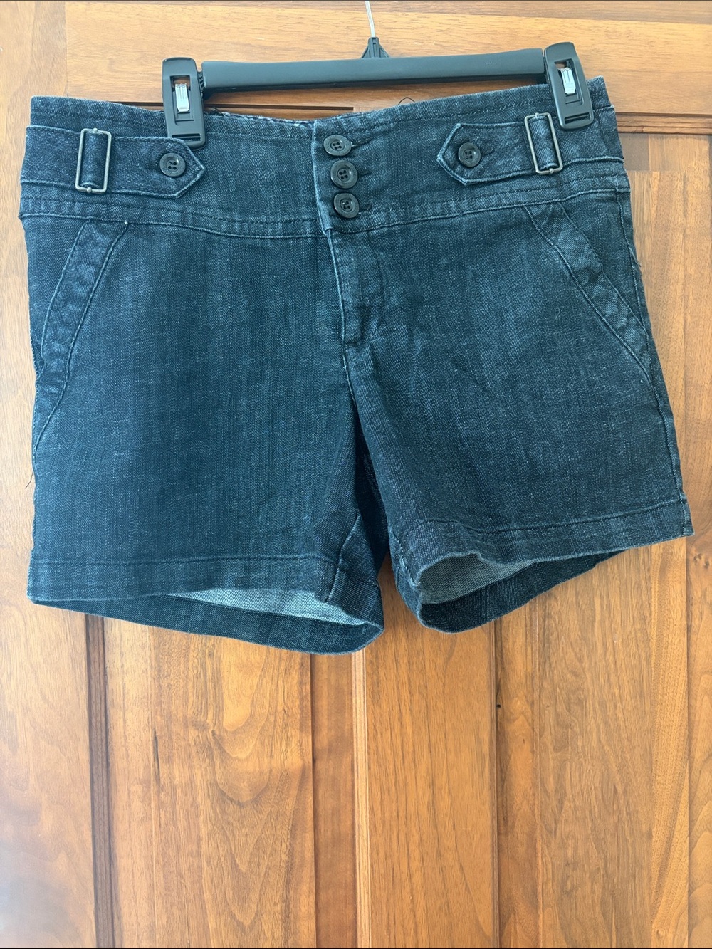 one 5 one Dark Blue Denim Triple-Button Shortie Shorts